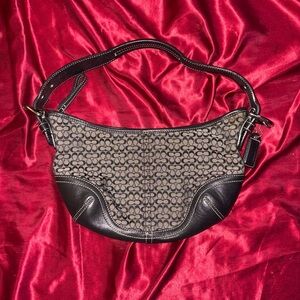 Coach black and grey canvas hobo